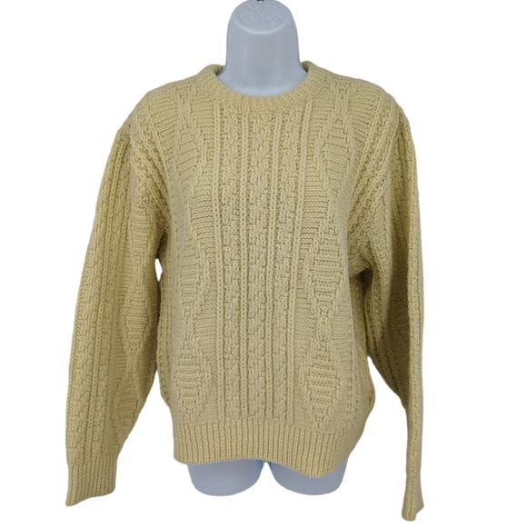 Vintage Towncraft Plus Cable Knit Sweater Pastel Cream Yellow Size Medium M - Picture 1 of 6